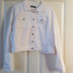 fashion to figure white cropped denim jacket